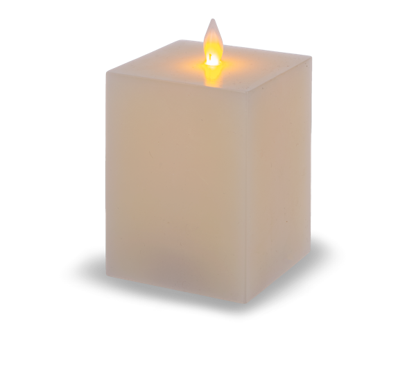 Luxury Lite Square Ivory LED Wax Pillar Candles