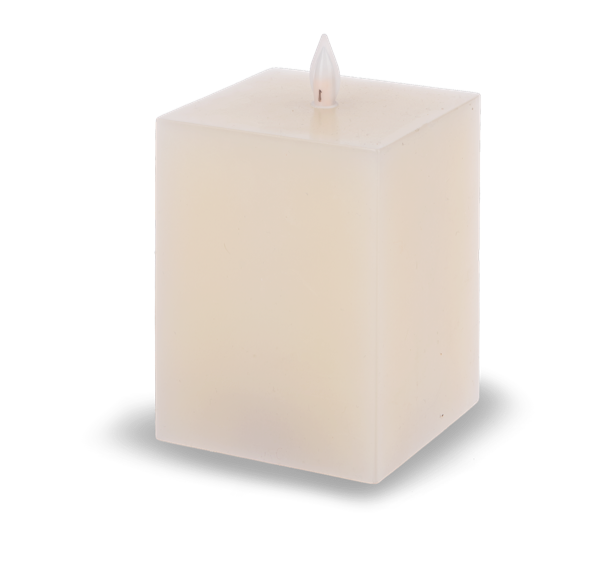 Luxury Lite Square Ivory LED Wax Pillar Candles