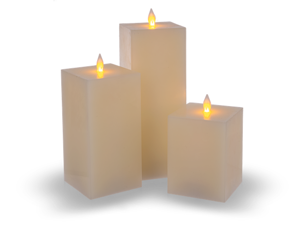 Luxury Lite Square Ivory LED Wax Pillar Candles