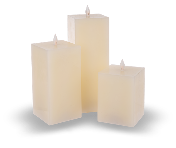 Luxury Lite Square Ivory LED Wax Pillar Candles