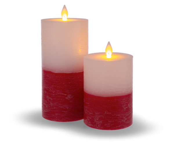 Luxury Lite Red and White/Green and White LED Wax Pillar Candle