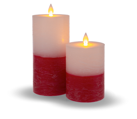 Luxury Lite Red and White/Green and White LED Wax Pillar Candle