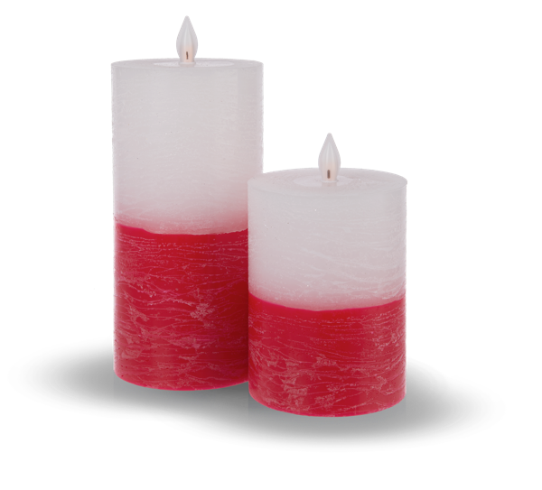 Luxury Lite Red and White/Green and White LED Wax Pillar Candle