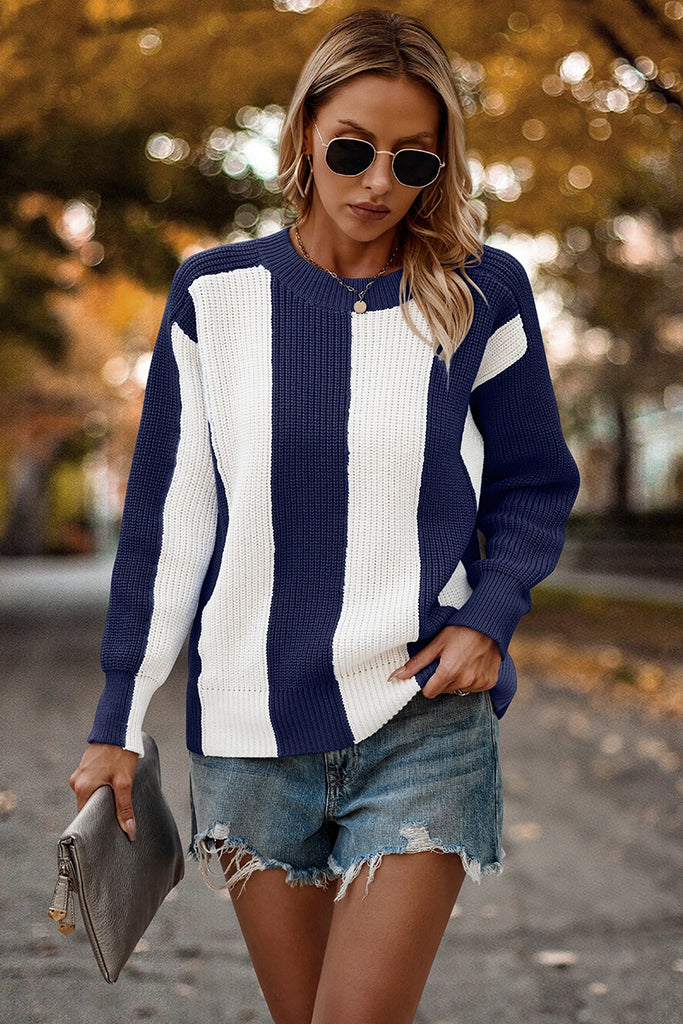 knit round neck strip loose fit montain valley trading