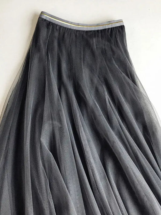 sheer trend elastic waist mesh skirt