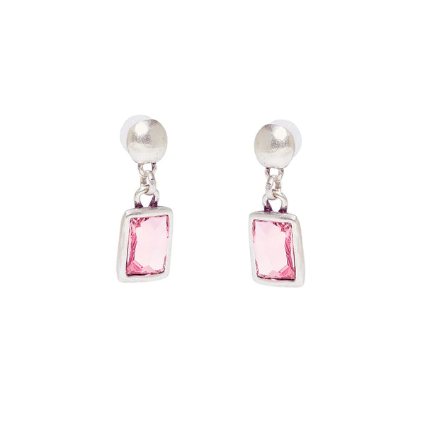 Chanour Handmade Pink Crystal Pewter Earrings