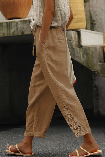 Shiying Drawstring Casual Cotton Pants