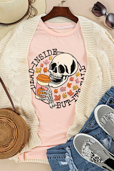 Shiying Skull & Pumpkin Coffee Fall Tee