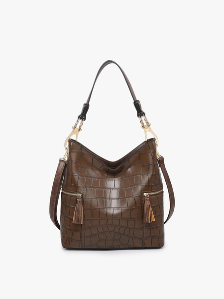 Jen & Co Rochelle Faux Croc Print Hobo Bag