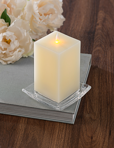 Ganz Square Glass Pillar Holder Plate - Necessities Boutique