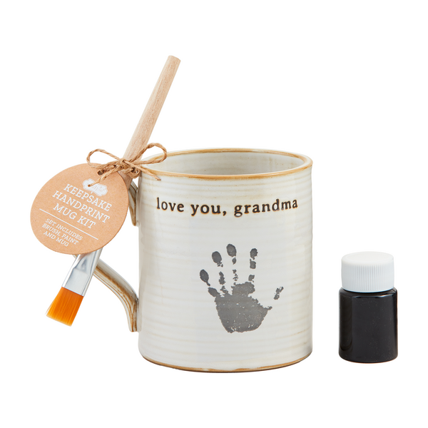 Mudpie Grandma or Mom Handprint Mug 3-piece Set