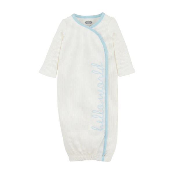 Mudpie Hello World Blue Sleeper Gown