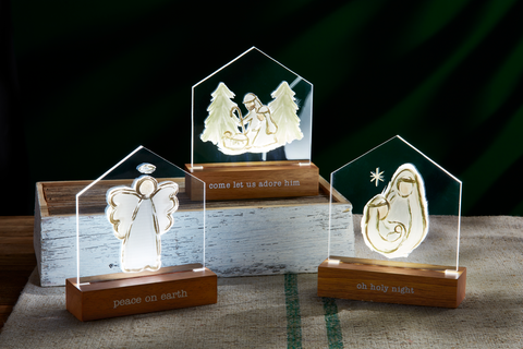 Mudpie Christmas Light Up Acrylic Plaques