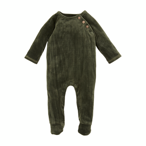 Mudpie Olive Velour Baby Sleeper