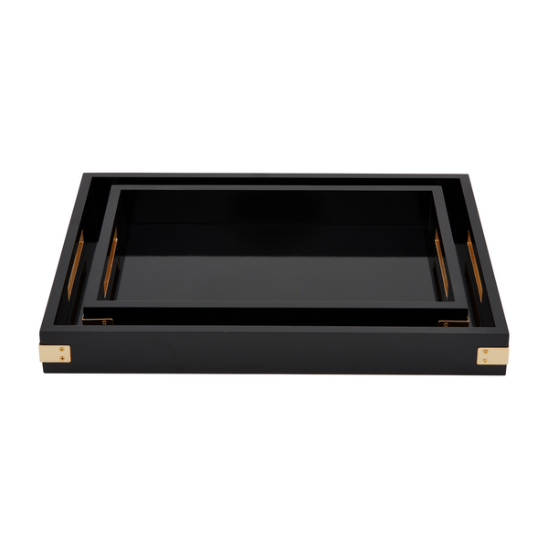 Mudpie Black Brass Lacquer Trays - Necessities Boutique