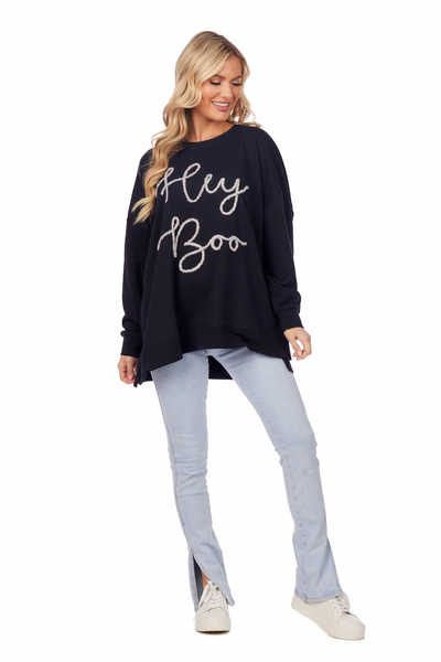 Mudpie Hey Boo Sparkle Sweatshirt