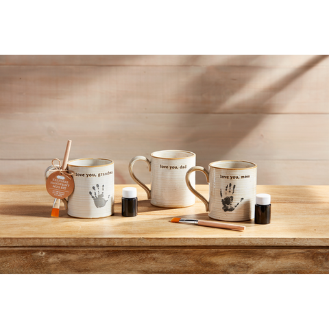 Mudpie Grandma or Mom Handprint Mug 3-piece Set