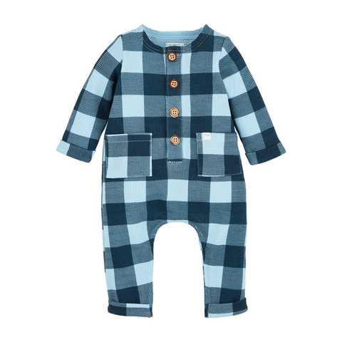 Mudpie Navy/Blue Check Baby Bodysuit