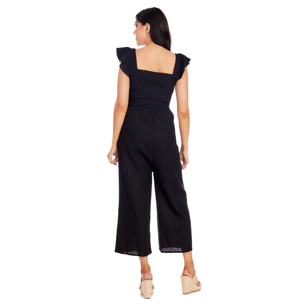 Mudpie Cara Black Smocked Jumpsuit