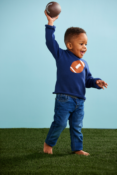 Mudpie Football Rollneck Toddler Sweater