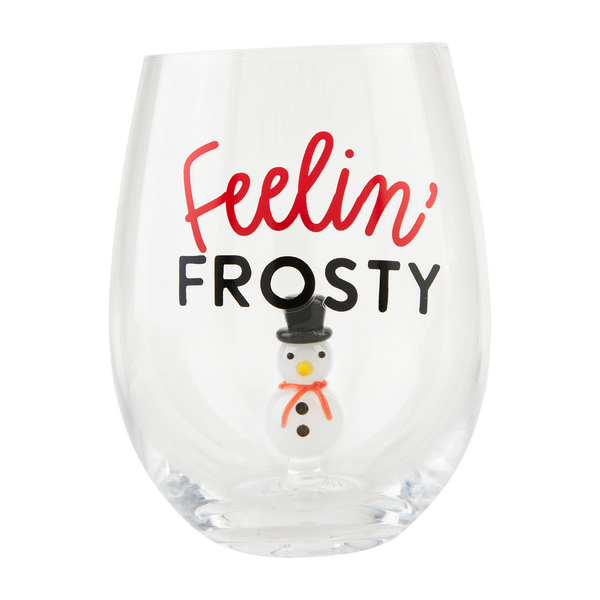 mudpie snowman wine glass