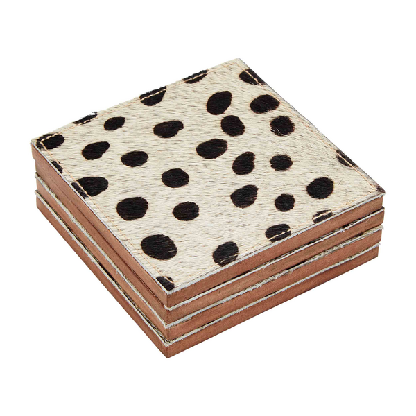 Mudpie Faux Leopard Coaster Set