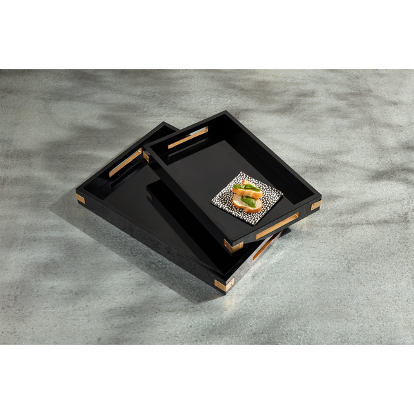 Mudpie Black Brass Lacquer Trays - Necessities Boutique