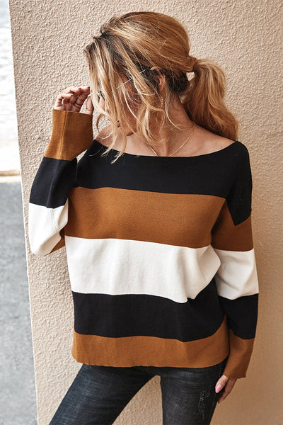 Mountain Valley Trading brand Color Block Boat Neck Sweater - Necessities Boutique
