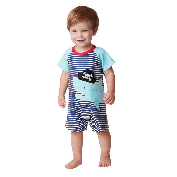 Mudpie Pirate Shark One Piece Shortall - Necessities Boutique