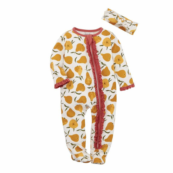 Mudpie Pear Print Sleeper & Headband Set - Necessities Boutique