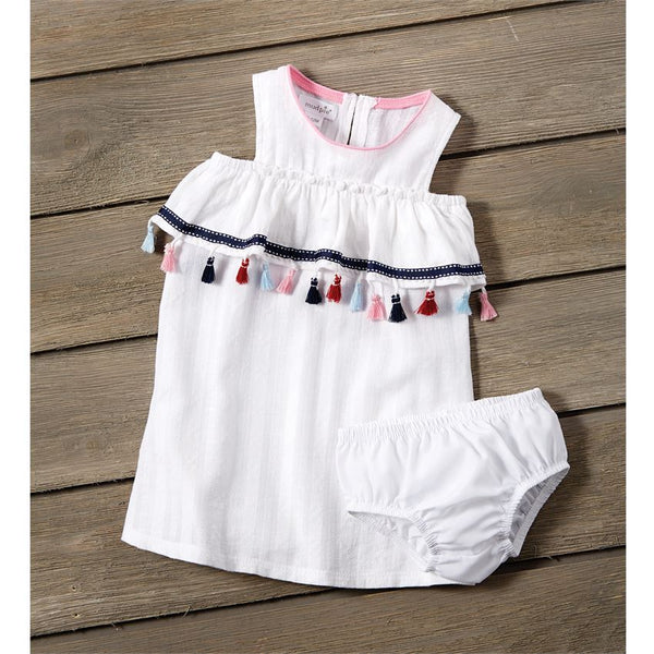 Mudpie White Nautical Tassel Dress & Bloomer Set - Necessities Boutique