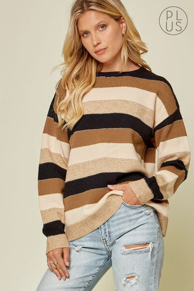 Andree by Unit brand Color Block Striped Sweater - Necessities Boutique