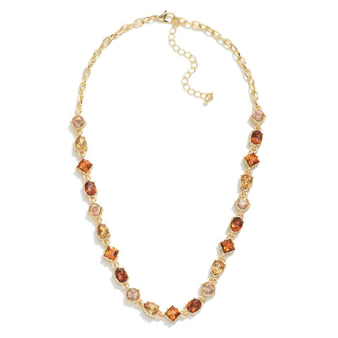 Euro Collection Amber Rhinestone Statement Necklace - Necessities Boutique