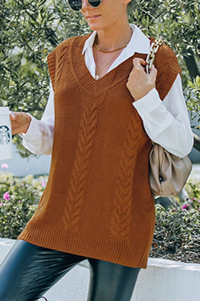 Charmo Women Sleeveless Oversized Knit Sweater Vest - Necessities Boutique