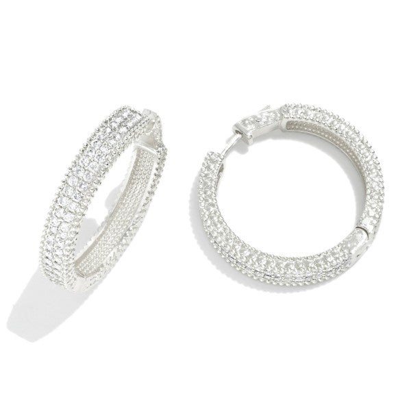 JA Double Layered Cubic Zirconia Hoop Earrings - Necessities Boutique