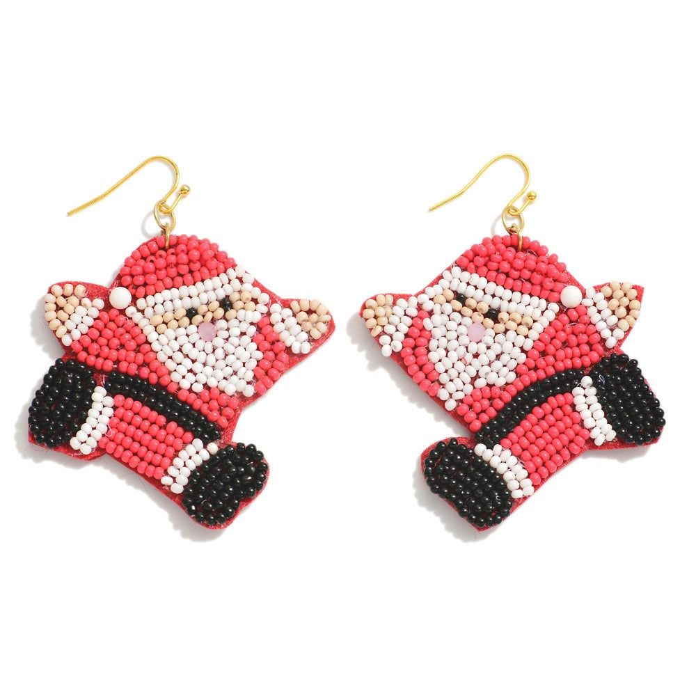 Icon Collection Seed Bead Santa Hug Drop Earrings - Necessities Boutique