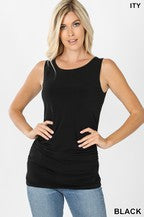 Zenana Side Rouched Tank - Necessities Boutique