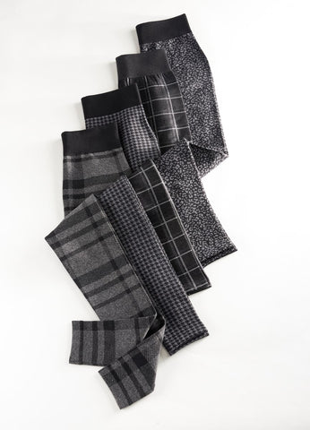 Charlie Paige Black Patterned Fleece Lined Leggings - Necessities Boutique