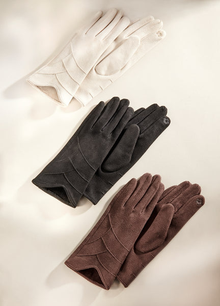 Charlie Paige Classic Scallop Luxe Vegan Suede Gloves - Necessities Boutique