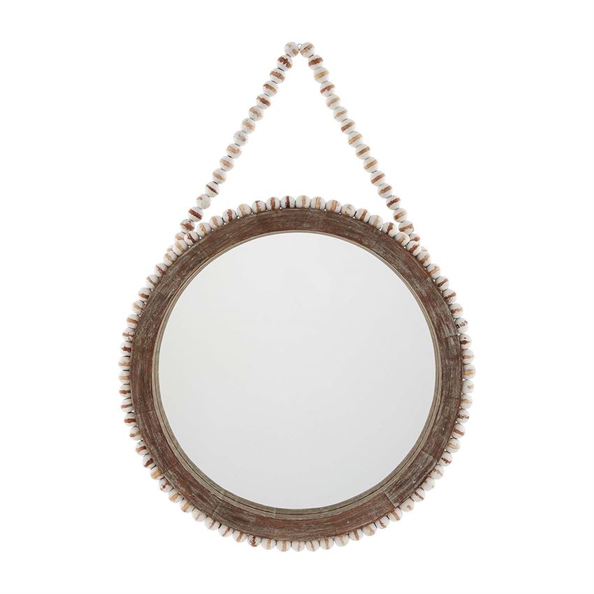 Mudpie Large Wooden Beaded Hanging Mirror - Necessities Boutique