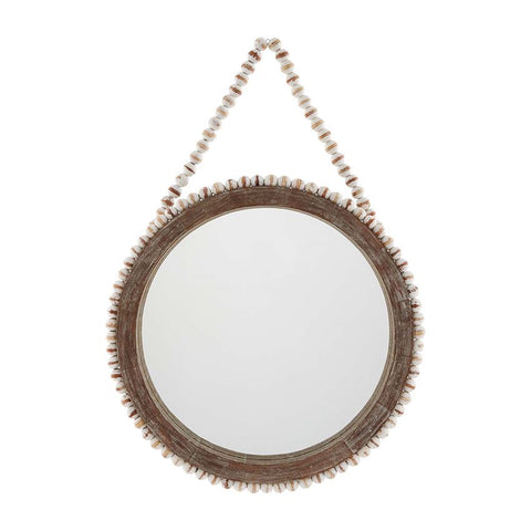 Mudpie Large Wooden Beaded Hanging Mirror - Necessities Boutique