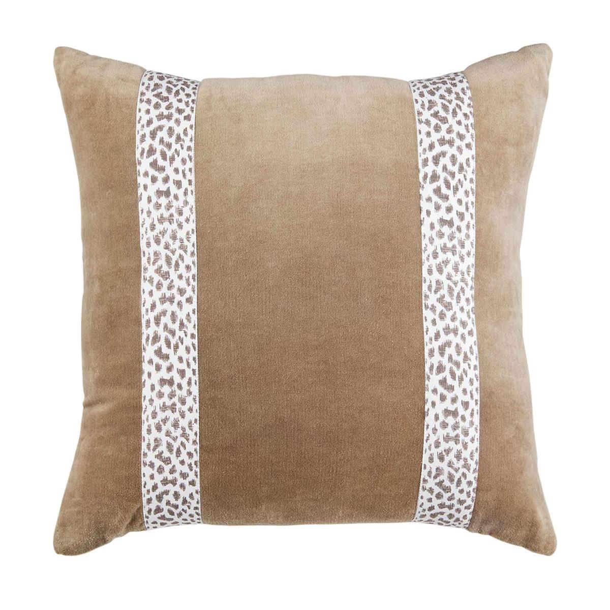 Mud Pie Square Leopard Trim Pillow - Necessities Boutique