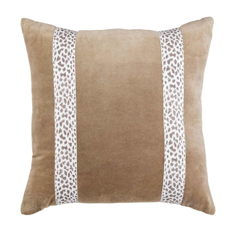 Mud Pie Square Leopard Trim Pillow - Necessities Boutique