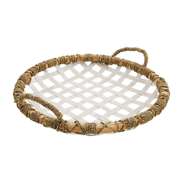 Mudpie White Woven Wood Trays - Necessities Boutique