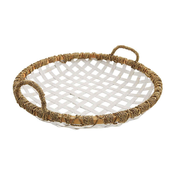 Mudpie White Woven Wood Trays - Necessities Boutique