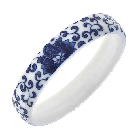 Camille Porcelain Painted Chinoiserie Statement Bangle - Necessities Boutique