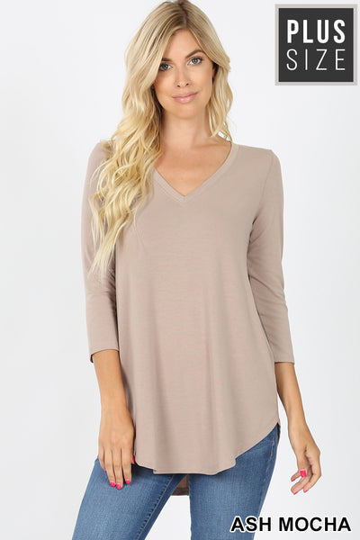 Zenana 3/4 Sleeve Plus Tee - Necessities Boutique