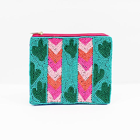 Kaylee NY Cactus Beaded Pouch - Necessities Boutique