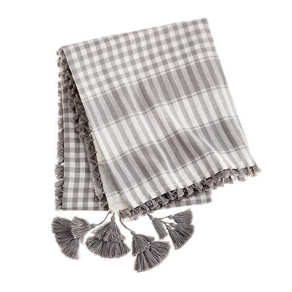 Mudpie Plaid Tassel Scarf - Necessities Boutique