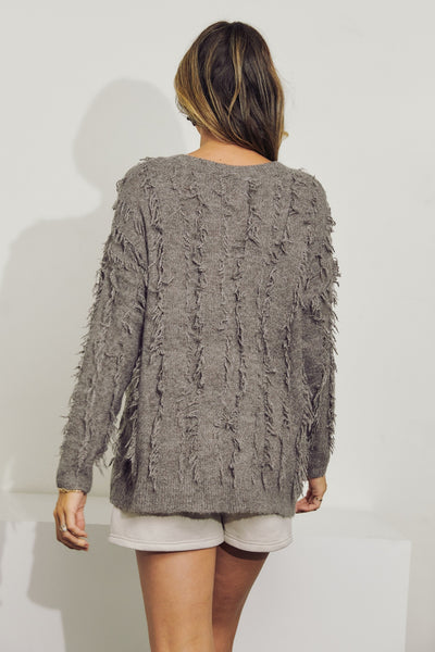 J.nna V-Neck Fringe Sweater - Necessities Boutique